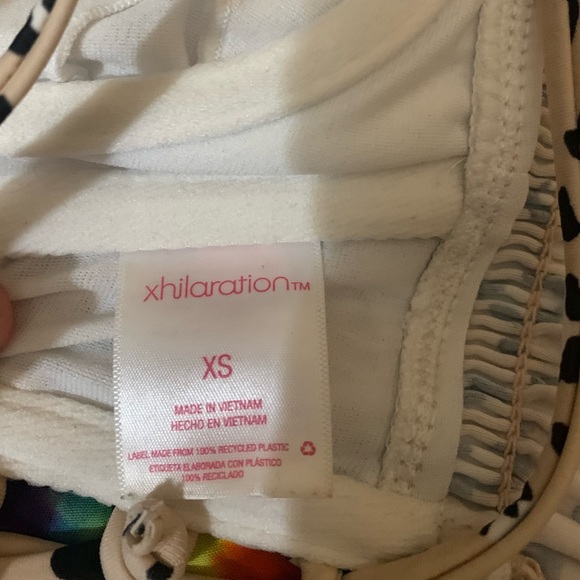 Xhilaration Leopard Print Bandeau Off The Shoulder Lace Up Bikini Top & Bottoms - Picture 3 of 6